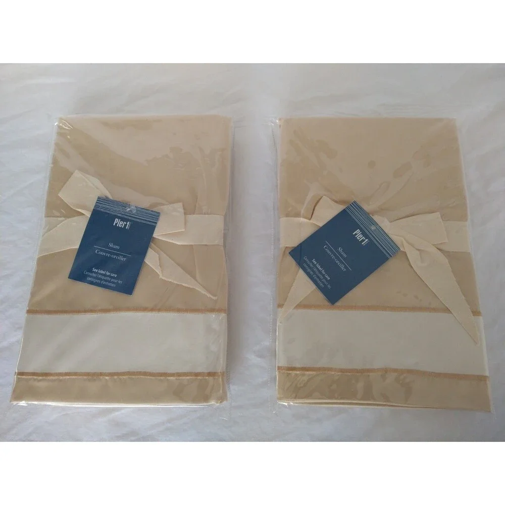 Set of 2 Pier 1 Imports King Pillow Shams NWT Dead Stock Tan Beige Discontinued